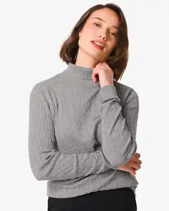 HEMA Hema dames coltrui gebreid louisa lichtgrijs (lichtgrijs) aanbieding