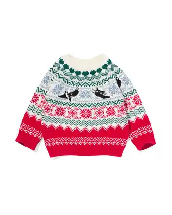 HEMA Hema gebreide baby kersttrui rood (rood) aanbieding