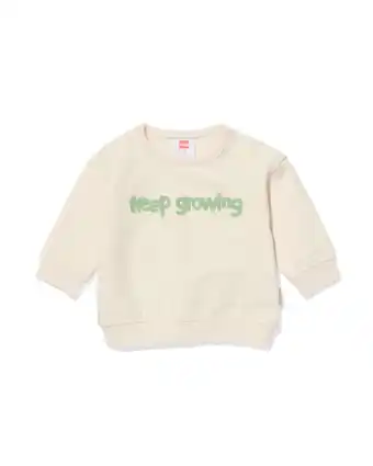 HEMA Hema newborn sweater biologisch katoen met badstof tekst ecru (ecru) aanbieding