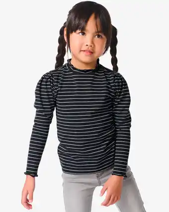 HEMA Hema kinder t-shirt met glitterstrepen zwart (zwart) aanbieding