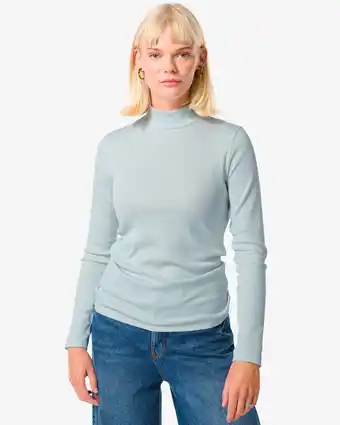 Hema dames t-shirt clara rib lichtblauw (lichtblauw)