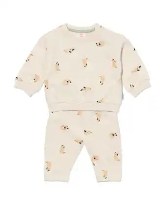HEMA Hema newborn kledingset sweatshirt en -broek ecru (ecru) aanbieding