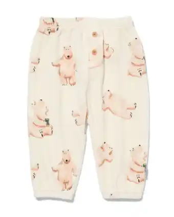 HEMA Hema newborn velours broek met beren gebroken wit (gebroken wit) aanbieding