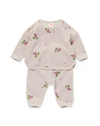 Hema newborn kledingset sweater en broek met bessen lichtgrijs (lichtgrijs)