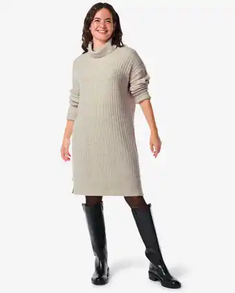 HEMA Hema dames jurk gebreid rib vicky gebroken wit (gebroken wit) aanbieding