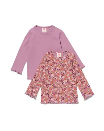 HEMA Hema baby t-shirt rib - 2 stuks roze (roze) aanbieding