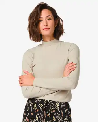 HEMA Hema dames t-shirt chelsea met ribbels zand (zand) aanbieding
