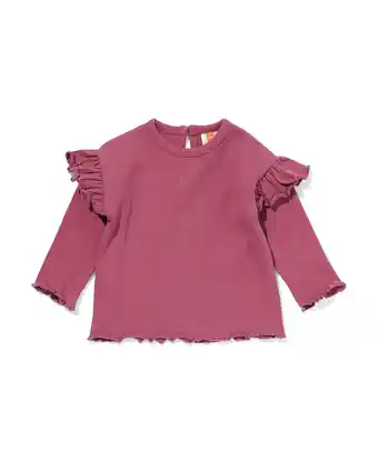 HEMA Hema baby shirt rib met ruffles donkerroze (donkerroze) aanbieding