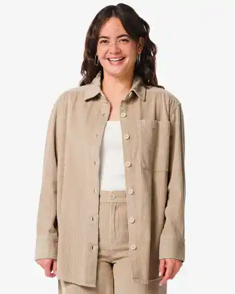HEMA Hema dames blouse rib corduroy poppy zand (zand) aanbieding