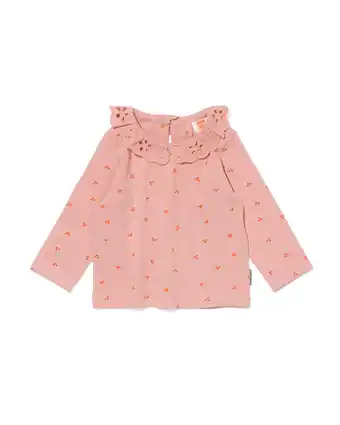 HEMA Hema newborn shirt met kraag ajour roze (roze) aanbieding