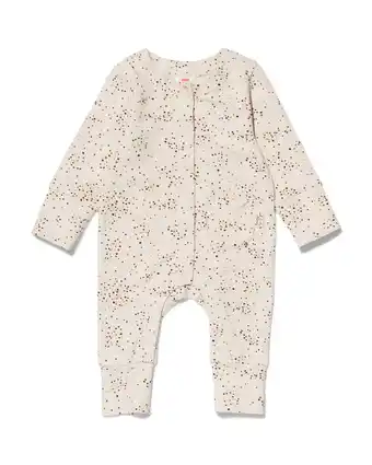 HEMA Hema newborn meegroei jumpsuit met bamboe gevlekt ecru (ecru) aanbieding