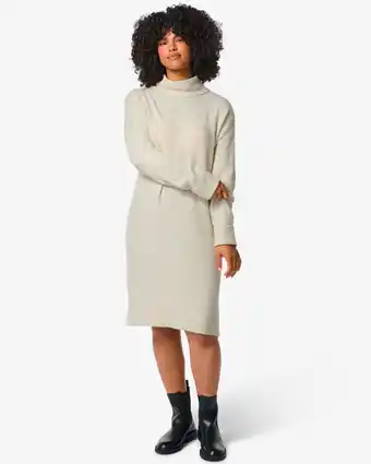 HEMA Hema dames jurk met col gebreid vicky beige (beige) aanbieding