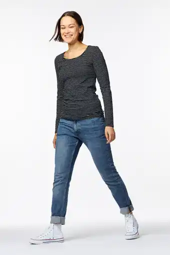 Hema dames t-shirt strepen zwart/wit (zwart/wit)
