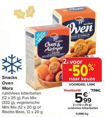 Carrefour Mora Snacks Oven 2 x (12 x 25g) aanbieding