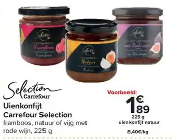 Carrefour Uienkonfijt Carrefour Selection framboos, natuur of vijg met rode wijn, 225 g aanbieding