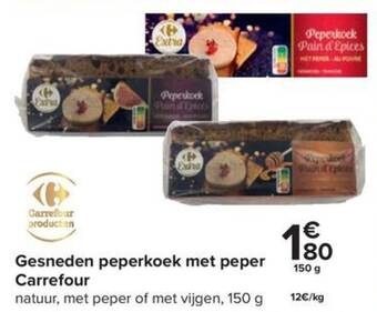 Carrefour Gesneden peperkoek met peper Carrefour150g aanbieding