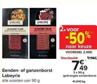Carrefour Labeyrie Eenden- of ganzenborst 2 x 90g aanbieding
