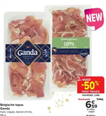 Carrefour Ganda Belgische tapas 2 x 90g aanbieding