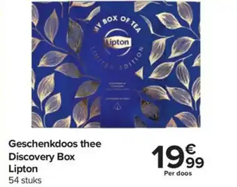 Carrefour Lipton Geschenkdoos thee Discovery Box 54 stuks aanbieding