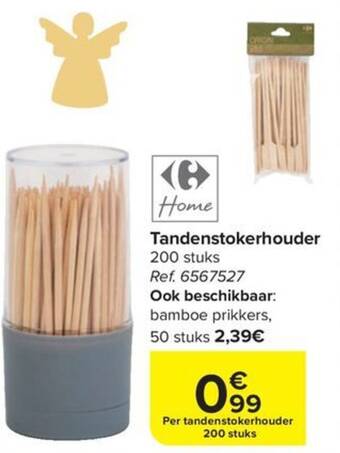 Carrefour Tandenstokerhouder 200 stuks aanbieding