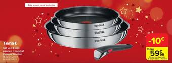 Carrefour Tefal Set van 3 inox pannen + handvat Ingenio Emotion aanbieding