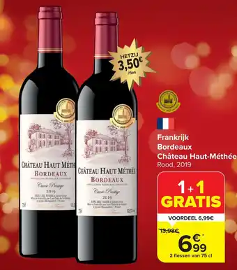 Carrefour Frankrijk Bordeaux Château Haut-Méthée Rood, 2019 2 flessen van 75 cl aanbieding