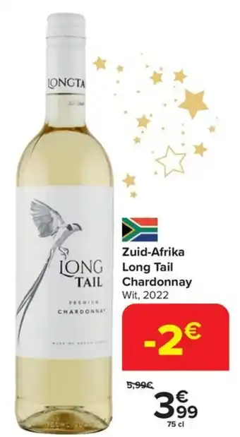 Carrefour Zuid-Afrika Long Tail Chardonnay Wit, 2022 75 cl aanbieding