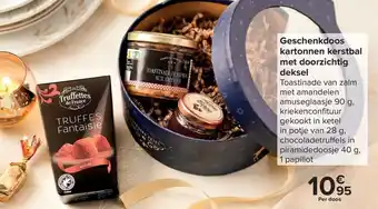 Geschenkdoos kartonnen kerstbal met doorzichtig deksel
