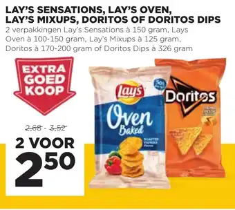 Jumbo Lay's sensations, Lay's oven, lay's Mixups, Doritos Of Doritos Dips aanbieding