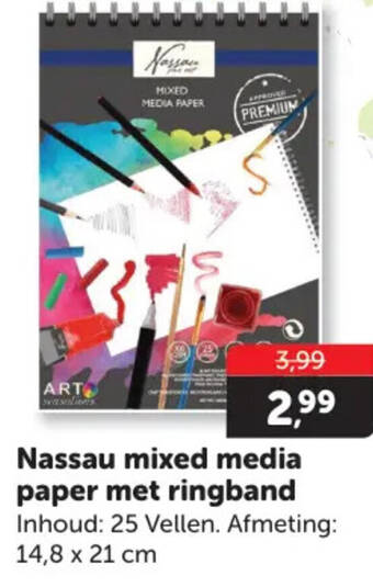 Boekenvoordeel Nassau mixed media paper met ringband aanbieding