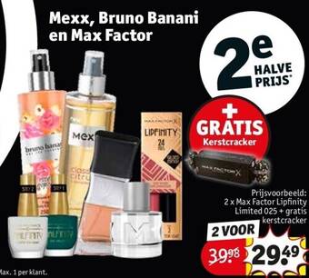 Kruidvat Mexx, bruno banani en max factor aanbieding
