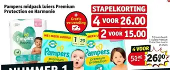 Kruidvat Pampers midpack luiers premium protection en harmonie aanbieding
