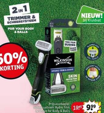 Kruidvat Scheersysteem hydro trim & shave for body & balls aanbieding