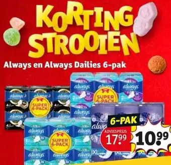 Kruidvat Always en always dailies 6-pak aanbieding