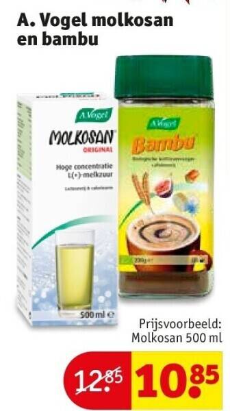 Kruidvat A. vogel molkosan en bambu aanbieding