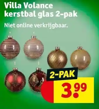 Kruidvat Villa volance kerstbal glas 2-pak aanbieding