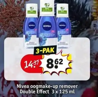 Kruidvat Nivea oogmake-up remover double effect 3 x 125 ml aanbieding