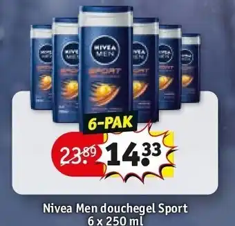 Kruidvat Nivea men douchegel sport 6 x 250 ml aanbieding