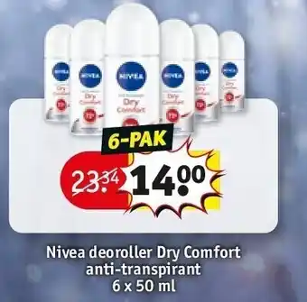 Kruidvat Nivea deoroller dry comfort anti-transpirant 6 x 50 ml aanbieding