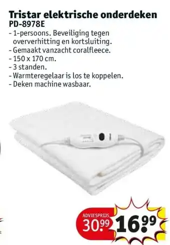 Kruidvat Tristar elektrische onderdeken aanbieding