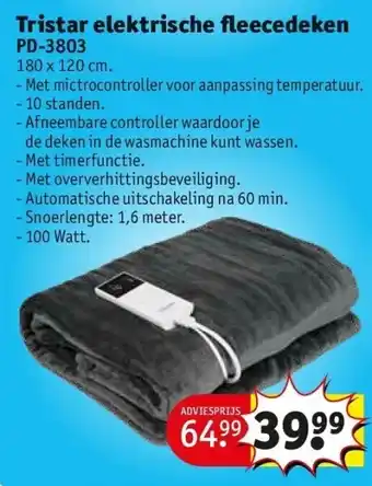 Kruidvat Tristar elektrische fleecedeken aanbieding
