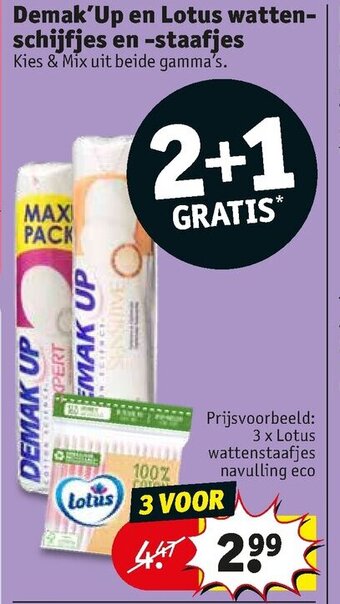 Kruidvat Demak'Up en Lotus wattenschijfjes en -staafjes aanbieding