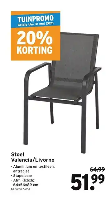 GAMMA Stoel Valencia/Livorno aanbieding