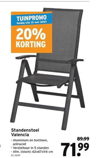 GAMMA Standenstoel Valencia aanbieding