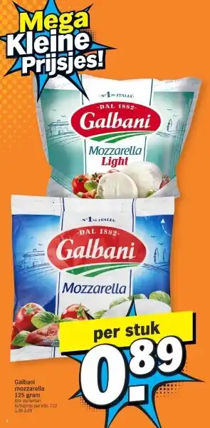 Albert Heijn Galbani mozzarella 125 gram aanbieding