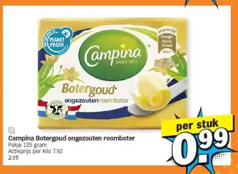 Albert Heijn Campina botergoud ongezouten roomboter aanbieding