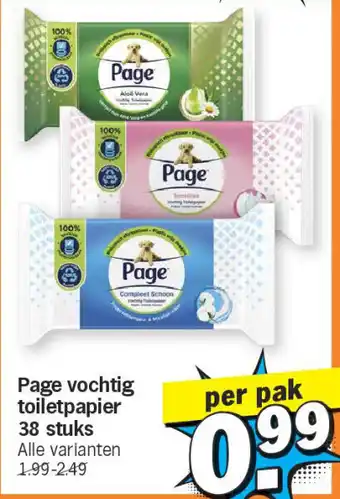 Albert Heijn Page vochtig toiletpapier 38 stuks aanbieding