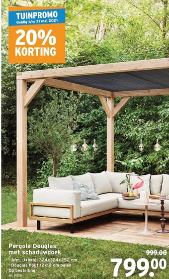 GAMMA Pergola Douglas met schaduwdoek aanbieding