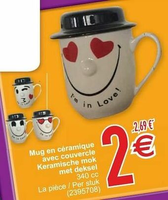 Cora Mug en céramique avec couvercle keramische mok met deksel aanbieding