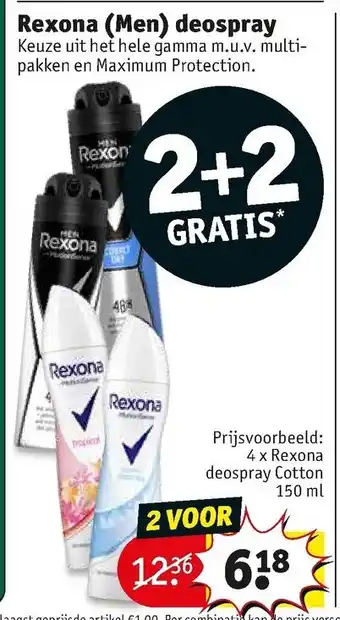 Kruidvat Rexona (Men) deospray aanbieding